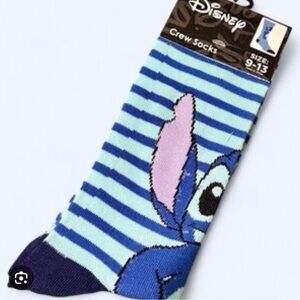 Disney Stitch Womens Size 9-13 Blue Black  Novelty Graphic Crew Socks